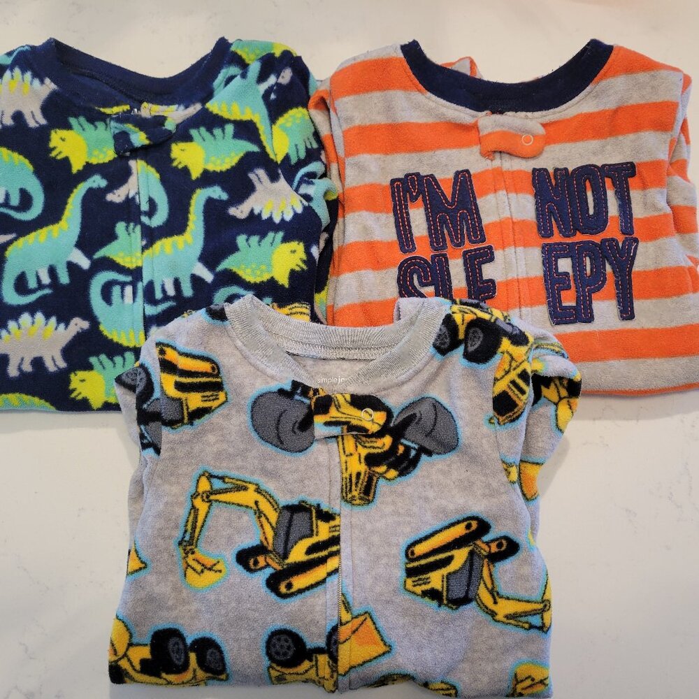 Lot of 3 Baby Boy Footsie Pajamas
